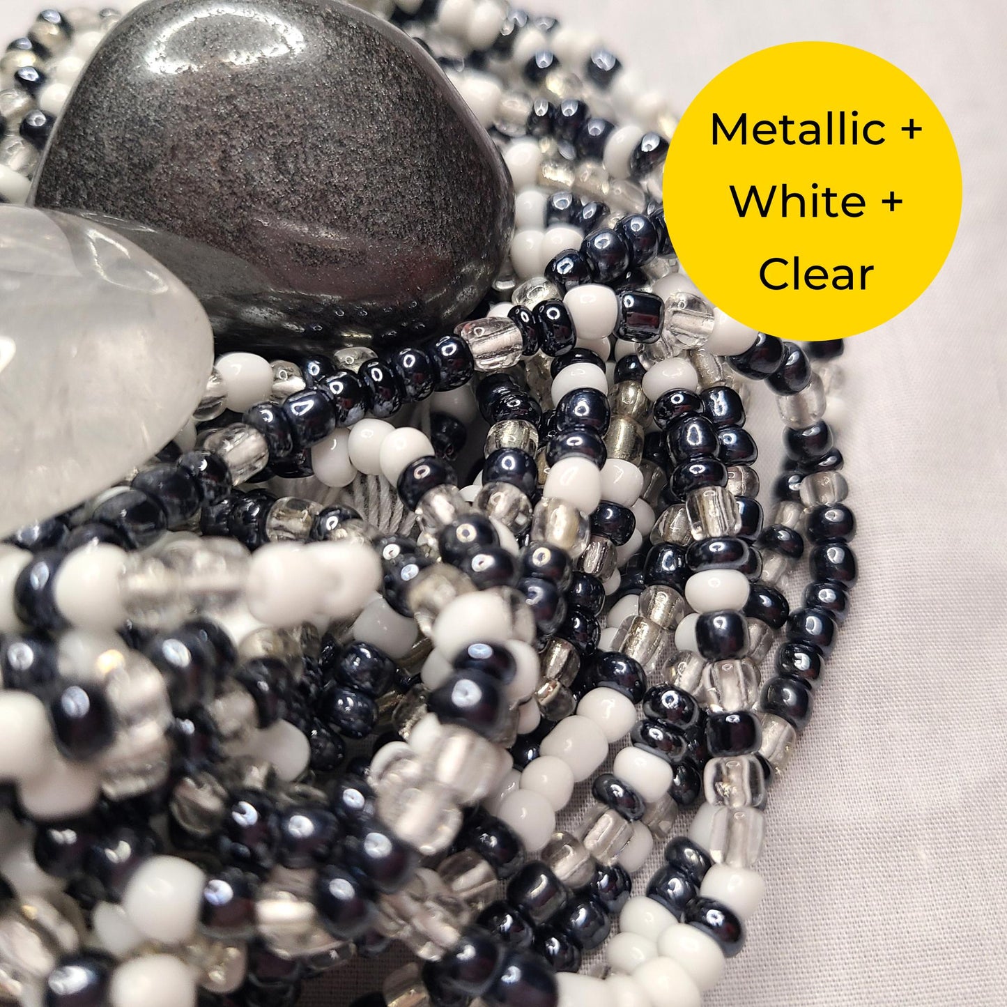 A Clear Mind Tie-On Waist Beads  Clarity, Reflection & Inner Peace